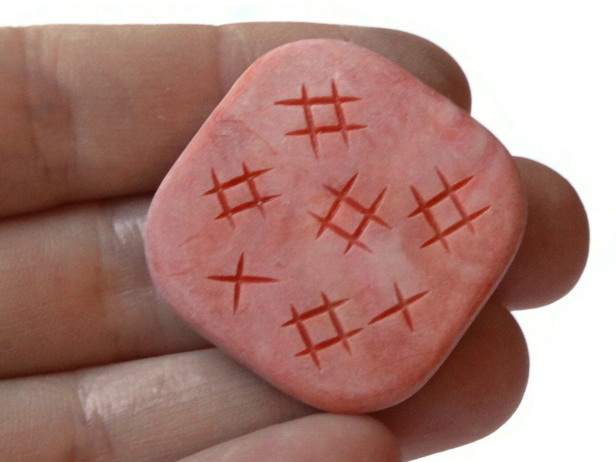 4 31mm Red Vintage Plastic Flat Square Beads