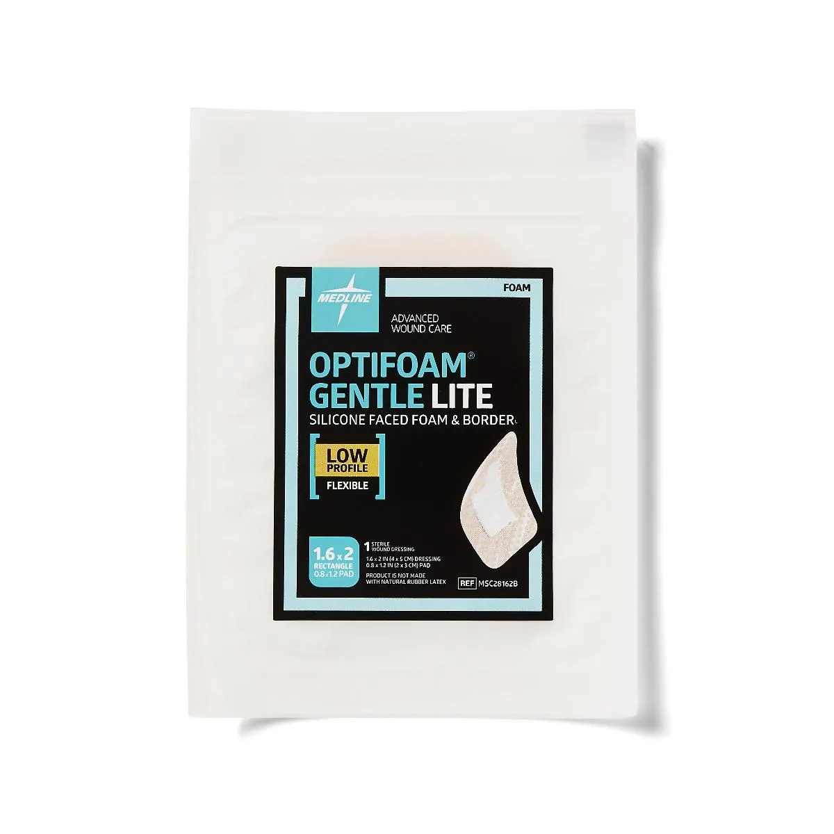 Optifoam Gentle Lite Foam Dressing, 1.6" x 2" with Border (case of 100)