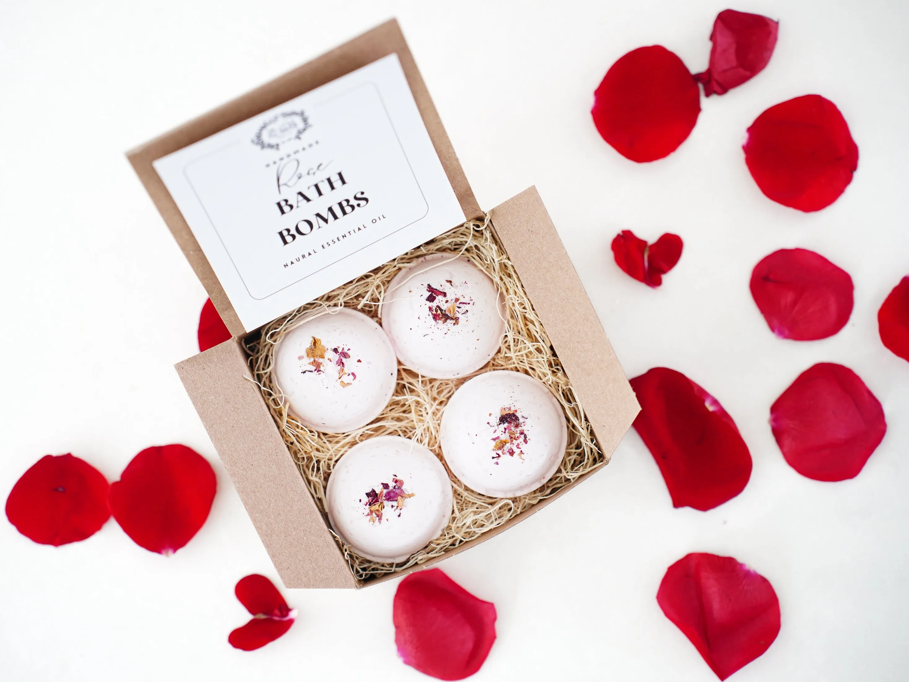 Rose Bath Bombs - Gift Set of 4